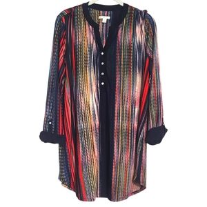 Cato Est 1946 Women's Tunic Bouse Top Naxy Stripes Size L Colorful Work Career